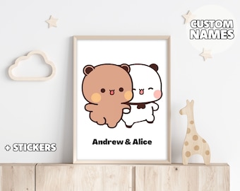 Couple Gift - Personalized Poster of Dudu and Bubu, Dudu and Bubu, Gift for Her, Gift for Him, Anniversary Gift, Poster for Couple, Kawaii