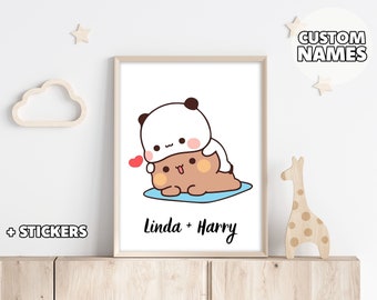 Personalized Gift For Couple - Gift For Her, Him, Funny Poster, Dudu and Bubu, Goma and Peach, Milk and Mocha, Nursery Decor, Couple Gifts