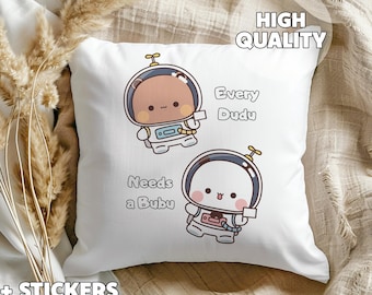 Cute Pillow Every Dudu Needs a Bubu - Dudu Bubu Decor, Gift For Her, Him, Birthday Gift, Anniversary, Wedding, Girlfriend Gift, Panda Bear