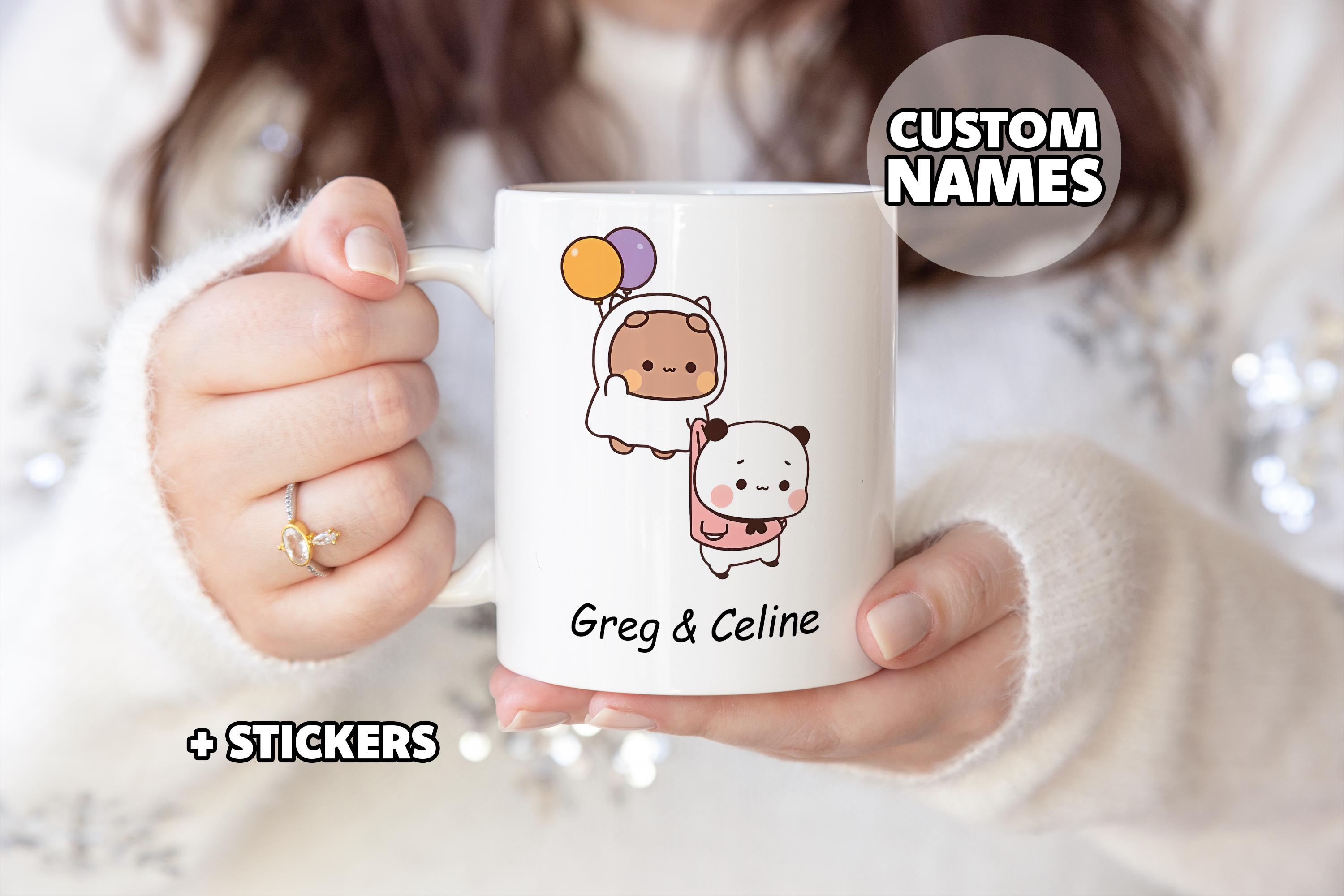 Personalized Halloween Mug - Dudu & Bubu, 31 October, Trick or Treat, for Couples, Custom Mug, Panda and Bear, Your Text Mug, Special Gift