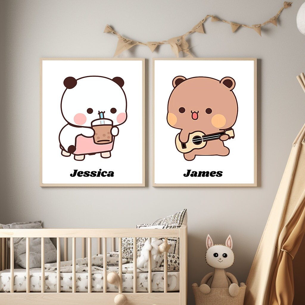 Personalized Bubu and Dudu Poster Set - Nursery Decor, Gift For Couple, Couple Wall Art, Couple Gifts, Gift For Her, Gift For Him, Decors