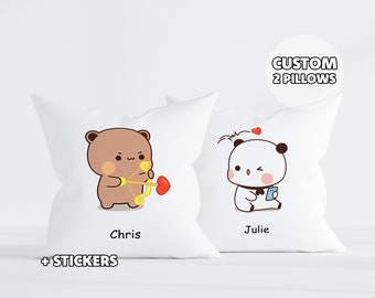 Set di 2 cuscini Dudu Bubu - Regalo personalizzato, cuscino Bubu e Dudu, nomi personalizzati, regalo per lei, regalo per lui, decorazione della camera, regalo di compleanno
