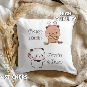 Grappig Dudu & Bubu-kussen - koppel cadeau, panda en beer, cadeau voor haar, cadeau voor hem, valentijnscadeau, jubileum, elke dudu heeft een bubu nodig