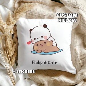 Personalized Bubu & Dudu Pillow Couple Gift, Gift For Her Him, PandaBear, Custom Gift, Birthday Gift, Valentine's Day, Couple Pillow Gift image 1