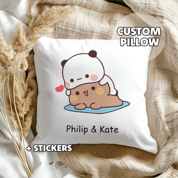 Personalized Bubu & Dudu Pillow - Couple Gift, Gift For Her Him, PandaBear, Custom Gift, Birthday Gift, Valentine's Day, Couple Pillow Gift