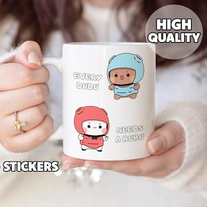Funny Sumo Bubu & Dudu Mug - Valentine Gift, Gift for Her, Gift for Him, Couple Mug, Cartoon Mug, Cute Panda Bear, Valentine&#39;s Day Gift
