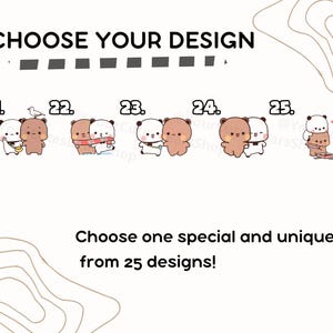 May include: A set of 25 cute cartoon bear and panda designs. Each design features two bears or pandas holding hands or hugging. The designs are numbered 21 through 25.