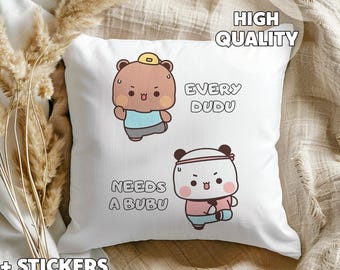 Gym Dudu & Bubu Pillow - Every Dudu Needs a Bubu, Panda and Bear, Couple Pillow, Gift for Her, Gift for Him, Couple Gift, Anniversary Gift