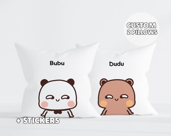 Set Of 2 Funny Dudu Bubu Pillows - Personalized Gift, Bubu & Dudu Pillow, Custom, Gift For Her, Gift For Him, Room Decoration, Birthday Gift