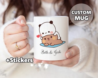 Individuelle Bubu Dudu Tasse - Personalisiertes Geschenk, Geschenk für Sie, Geschenk für Ihn, Paar Geschenk, Liebhaber, Panda Bär, Geburtstagsgeschenk, Jahrestagsgeschenk