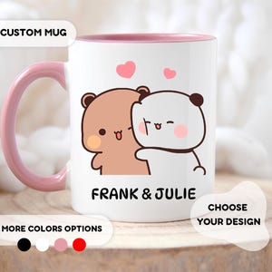 Taza personalizada de Bubu Dudu: regalo personalizado, regalo para ella, regalo para él, regalo para parejas, taza para amantes, oso panda, regalo de cumpleaños, regalo de aniversario