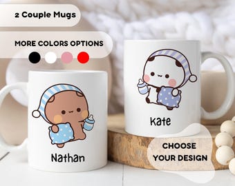 Set Of 2 Couple Mugs - Dudu & Bubu Mugs, Mugs Lovers, Gift for Her, Gift for Him, Anniversary Gift, 11oz/330ml Mug, Personalized Couples Mug
