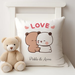 Coussin Bubu & Dudu personnalisé Cadeau couple, cadeau pour elle, lui, panda, cadeau personnalisé, cadeau d'anniversaire, Saint-Valentin, cadeau coussin pour couple image 6