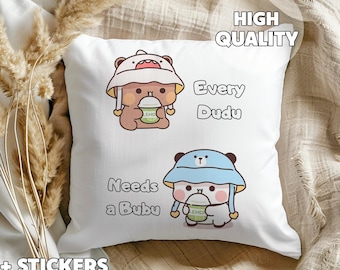 Every Dudu Needs a Bubu Pillow- Panda and Bear Decor, Gift For Her, Him, Birthday Gift, Anniversary, Wedding, Girlfriend Gift, Valentines
