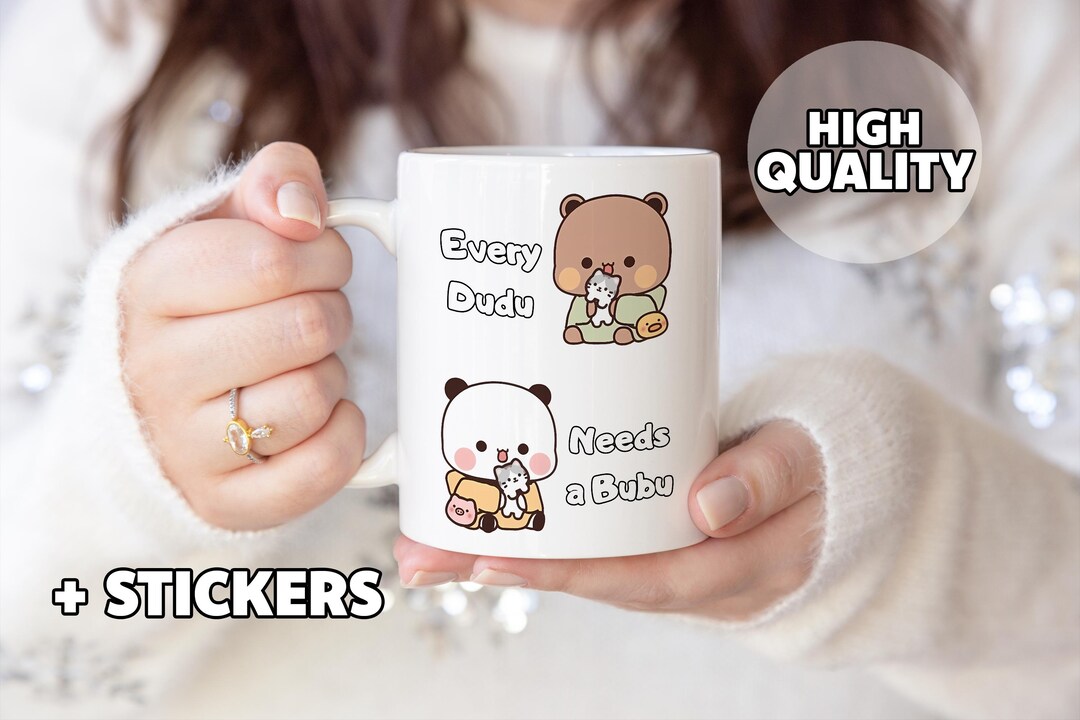 JXAXD Bubu Dudu Tasse 330ml - Lustige Mochi Cat Keramiktasse Rosa+Weiß