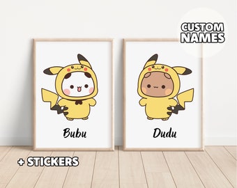 Carteles de carteles de Bubu y Dudu - Pikachu Costiume, regalo divertido, regalo para ella, regalo para él, regalo de boda, regalo de aniversario, personalizado