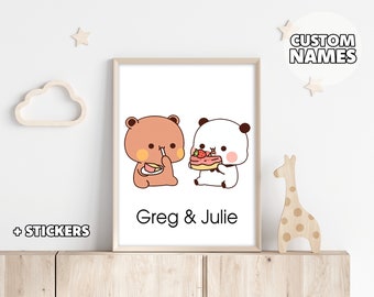 Personalized Dudu & Bubu Poster - Wall Decor, Anniversary Gift, Weeding Gift, Gift for her, Gift for Him, Custom Poster, Your Names, Loves