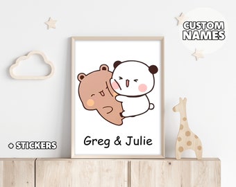 Poster personalizzato Dudu Bubu - I tuoi nomi, Dudu Bubu Wall Art, Regalo per lei, Regalo per lui, Regalo di anniversario, Regalo di nozze, Regalo personalizzato