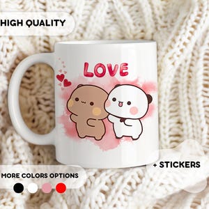 Liefdesmok Dudu en Bubu - cadeau voor haar hem, panda en beer, cadeau-idee Valentijnsdag, mokliefhebber, verjaardagscadeau, jubileum, bruiloft, liefdescadeau