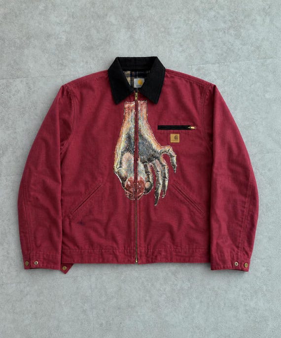 Customized carhartt jacket, Embroidered patchwork, Y2K Streetwear, Oversized Anime Graphic Jacket
