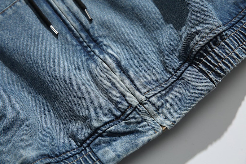 Vintage Wash Oversized Denim Zip-Up Hoodie – Baggy Harajuku-stil Streetwear – Acid Wash Blå Jeansjacka – Unisex Y2K Ytterkläder bild 7