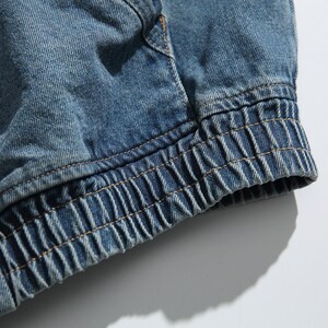 Vintage Wash Oversized Denim Zip-Up Hoodie – Baggy Harajuku-stil Streetwear – Acid Wash Blå Jeansjacka – Unisex Y2K Ytterkläder bild 6