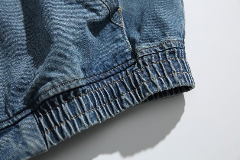 Vintage Wash Oversized Denim Zip-Up Hoodie – Baggy Harajuku-stil Streetwear – Acid Wash Blå Jeansjacka – Unisex Y2K Ytterkläder bild 6