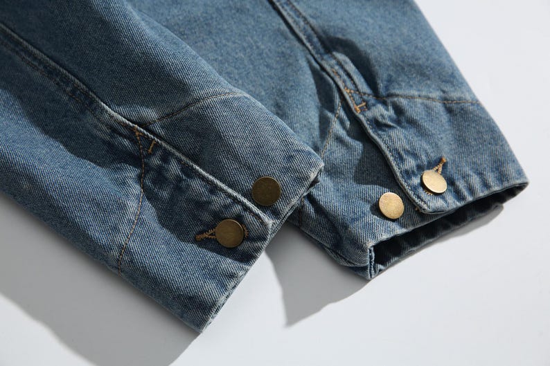 Vintage Wash Oversized Denim Zip-Up Hoodie – Baggy Harajuku-stil Streetwear – Acid Wash Blå Jeansjacka – Unisex Y2K Ytterkläder bild 4