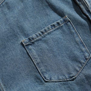 Vintage Wash Oversized Denim Zip-Up Hoodie – Baggy Harajuku-stil Streetwear – Acid Wash Blå Jeansjacka – Unisex Y2K Ytterkläder bild 9
