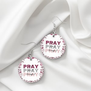 Pray on It Round Earring PNG | Round Earring PNG | Earring Template Digital Download