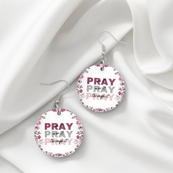 Pray on It Round Earring PNG | Round Earring PNG | Earring Template Digital Download