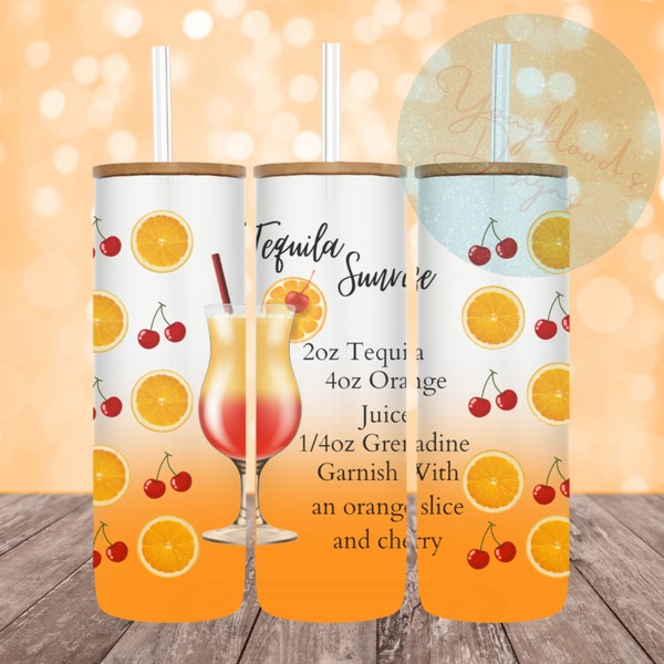 Orange Cocktail Frosted Glass Can PNG | Glass Can Digital Download