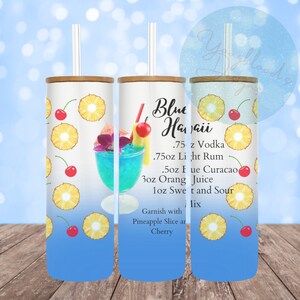 Cocktail Blue Color Frosted Glass Can PNG | Glass Can Digital Download