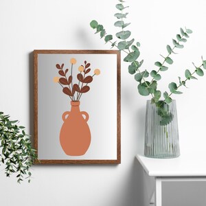 Boho Abstrakte Wandkunst mit Pflanze in einer Vase|Abstrakte Kunstdrucke |Ästhetische Poster | ästhetische Raumdekoration| Appell an den Himmel