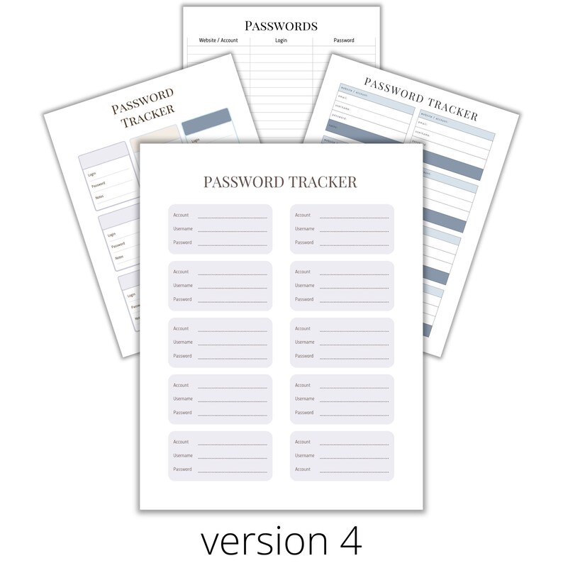 Password tracker password log organizer password printable