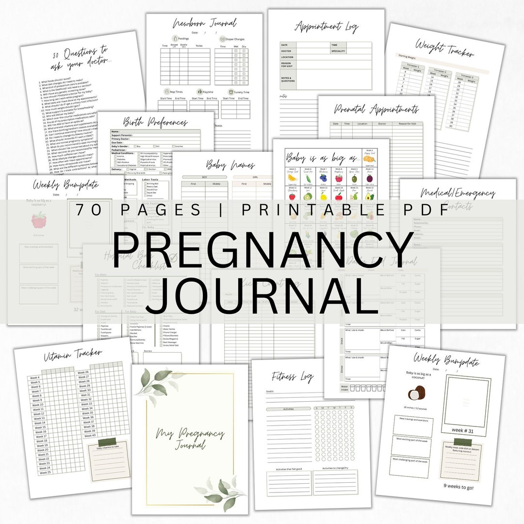 Pregnancy Journal, Printable Pregnancy Planner, Pregnancy Checklists