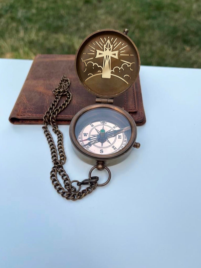 Personalized Compass for Baptism, Holy Communion Custom Compass, Engraved Compass for Baptized, Christening Boy Gift, Mormon Baptism Gift image 3