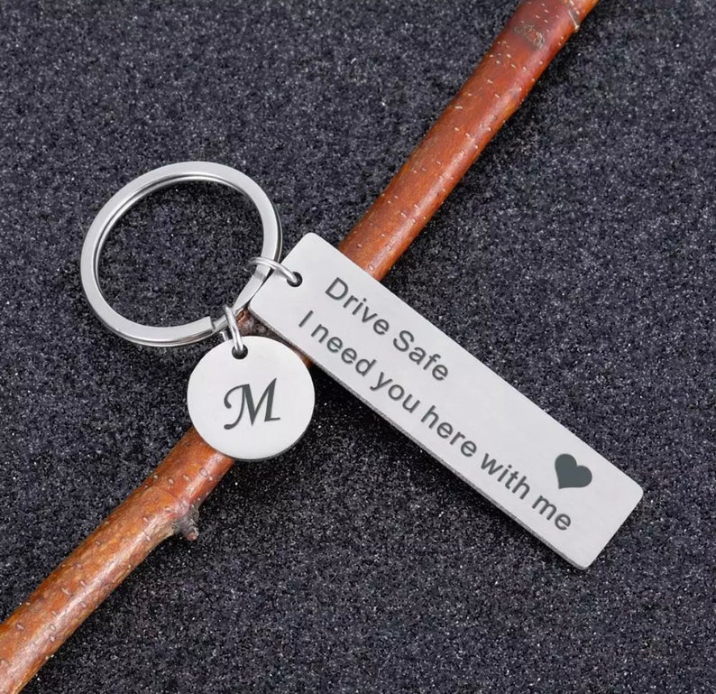 Personalized Metal Keychain, Drive Safe Keychain, Custom Engraved Stainless Steel Keychain, Gift for Dad, Brother, Grandpa, Stepfather, Him image 3