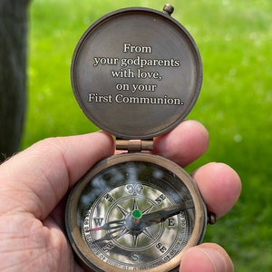 Personalized Compass for Baptism, Holy Communion Custom Compass, Engraved Compass for Baptized, Christening Boy Gift, Mormon Baptism Gift image 1