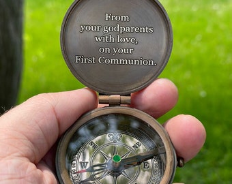 Personalized Compass for Baptism, Holy Communion Custom Compass, Engraved Compass for Baptized, Christening Boy Gift, Mormon Baptism Gift