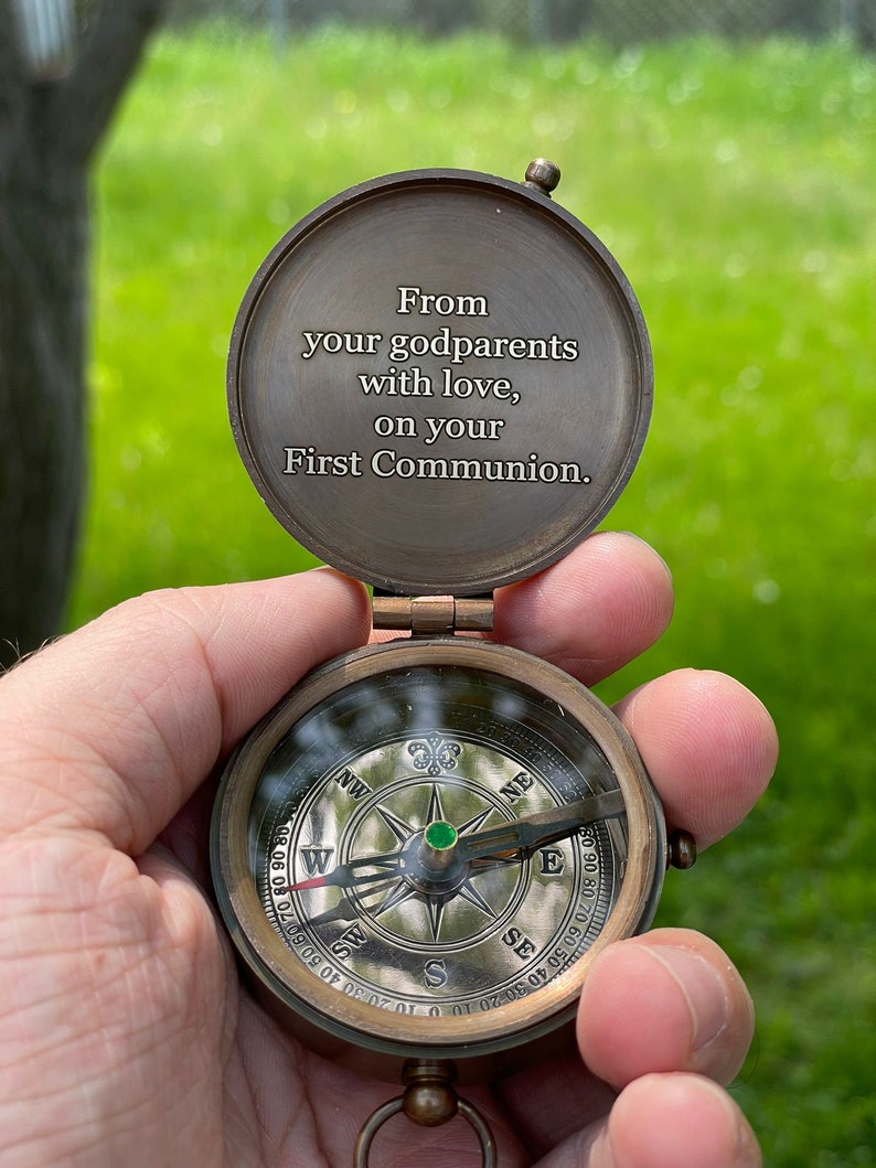 Personalized Compass for Baptism, Holy Communion Custom Compass, Engraved Compass for Baptized, Christening Boy Gift, Mormon Baptism Gift image 1