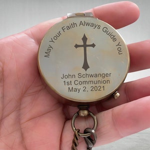 Personalized Baptism Compass, First Holy Communion Custom Compass, Engraved Compass for Baptized, Christening Boy Gift, Mormon Baptism Gift