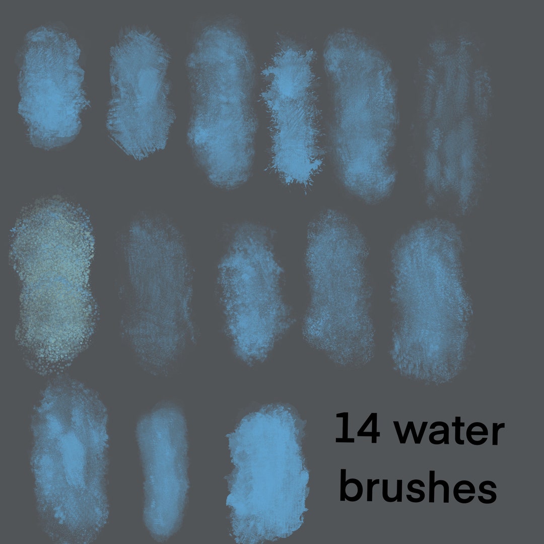14 Procreate Water Brushessponge Brushesdrawing Brushes Etsy