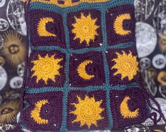 sun and moon draw string bag  crochet pattern