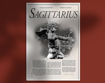 SAGITTARIUS Vintage Inspired Poster | Downloadable Art | Digital Download Print | Astrology Art Print | Zodiac Art print