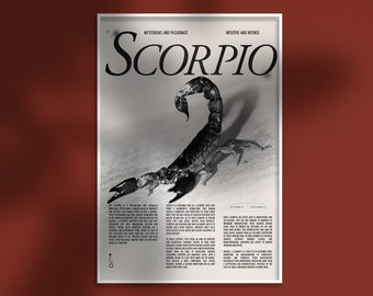 SCORPIO Vintage Inspired Poster | Downloadable Art | Digital Download Print | Astrology Art Print | Zodiac Art print