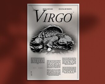 VIRGO Vintage inspiriertes Poster | Herunterladbare Kunst | Digitaler Download Druck | Astrologie Kunstdruck | Sternzeichen Kunstdruck