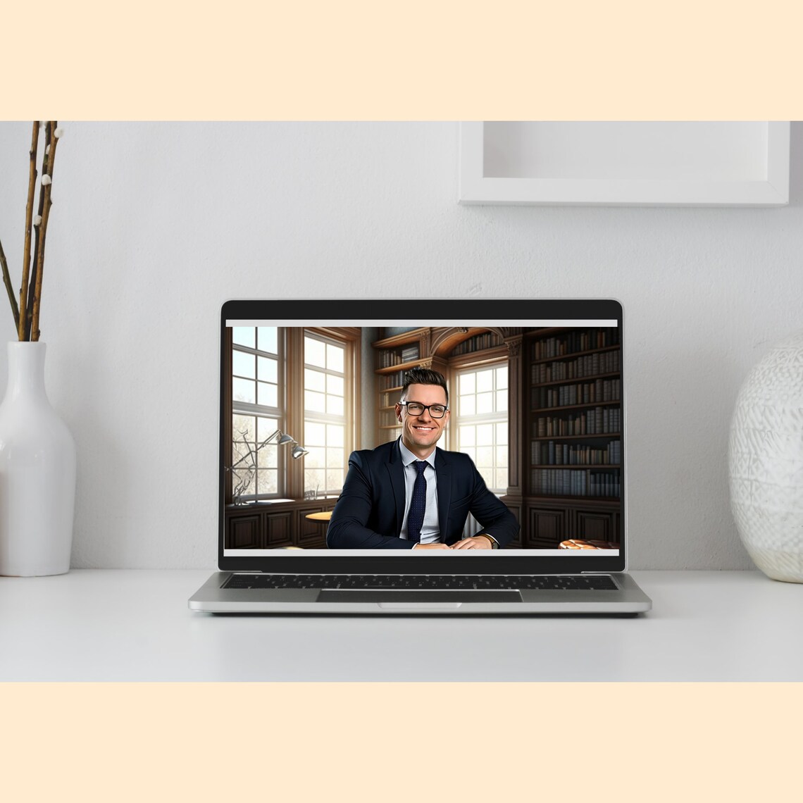 Virtual Background Home Office for Zoom, Teams, ex, Streaming