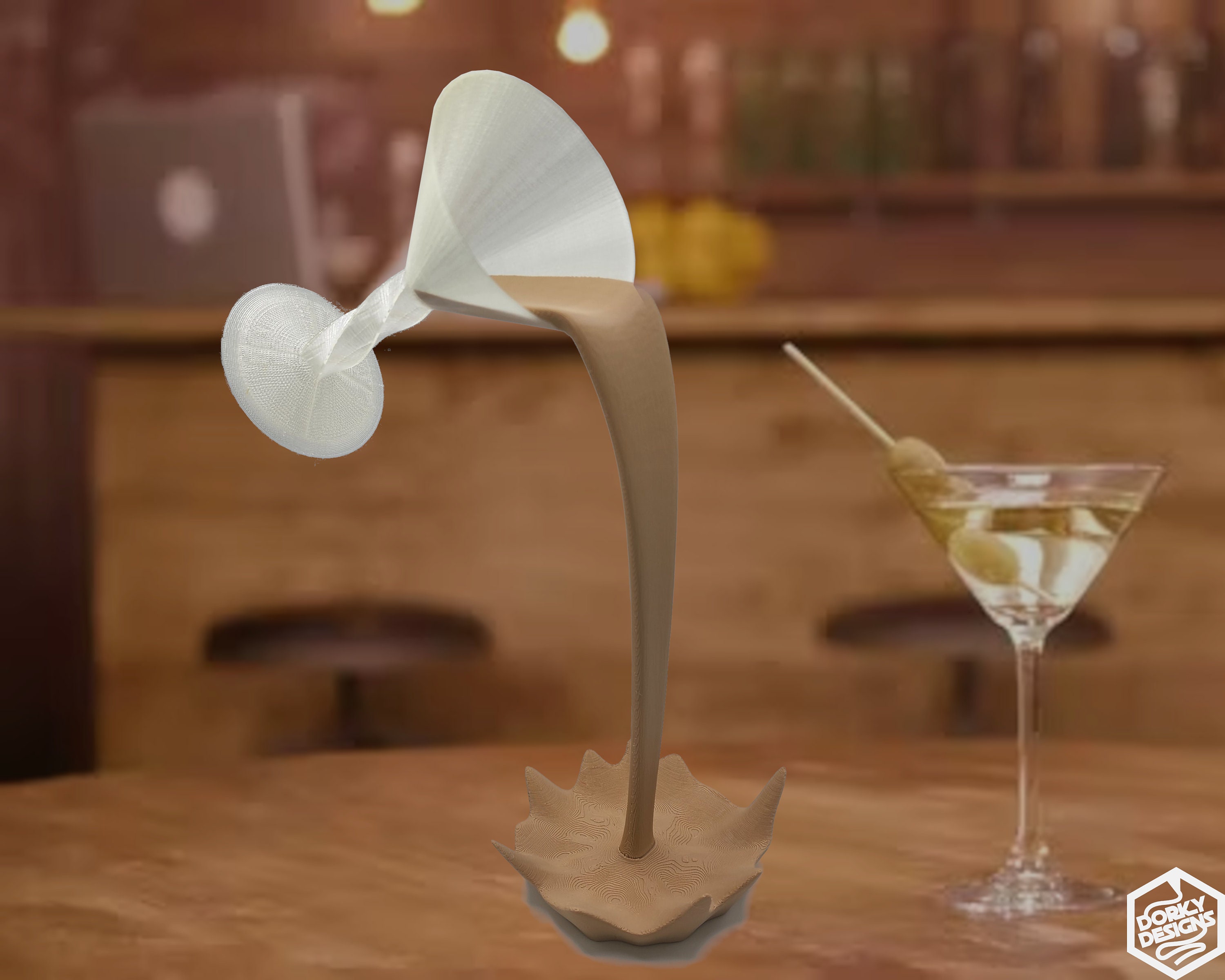 Digital Floating Spilling Martini Glass | Two Sizes | Magic Wine Tasting Bar Decoration Cafe Ornament Pop Art Wedding Party Decor Wine OBJ