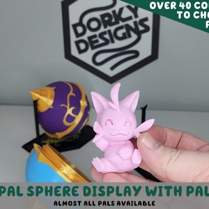 Pal Sphere Display With Pal | Full Size Palworld World Palsphere Cattiva Lifmunk Pengullet Depresso Relaxaurus Lamball Decor Cosplay Prop